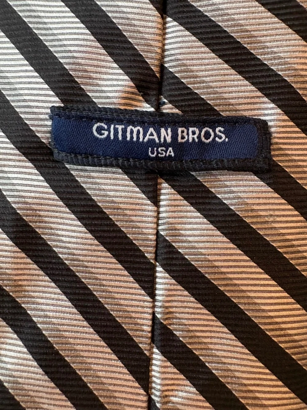 Gitman Bros. USA Silk Striped Tie - Black & Silver Gray